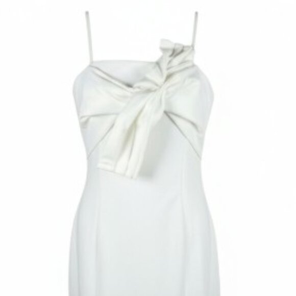 Lulus White Big Messy Tie Bow Front Midi Dress Size Small NWT - Picture 7 of 7